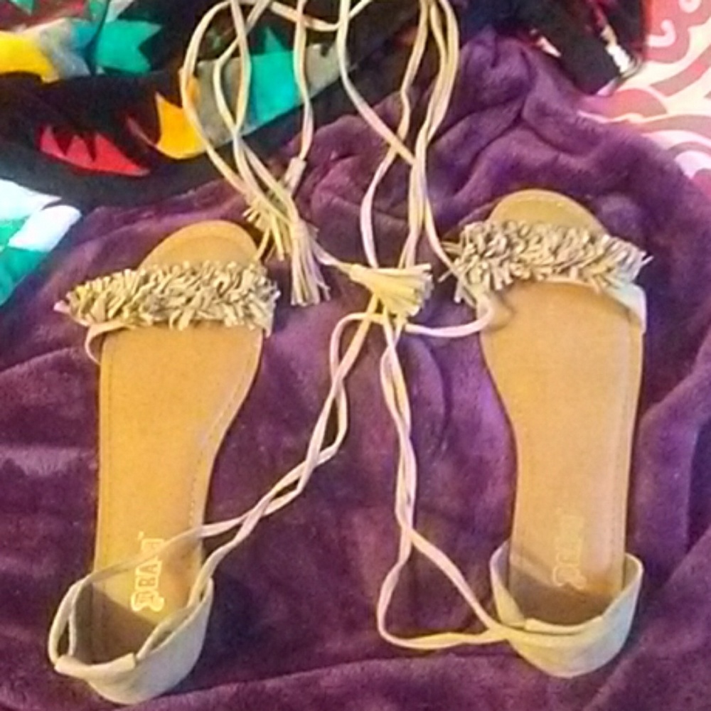 Brown ankle tie sandals